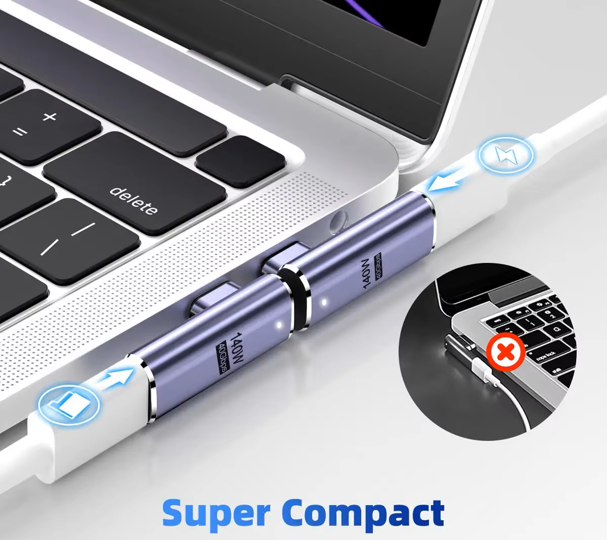 USB C koncovka 140W 40Gbps magnetická 90°